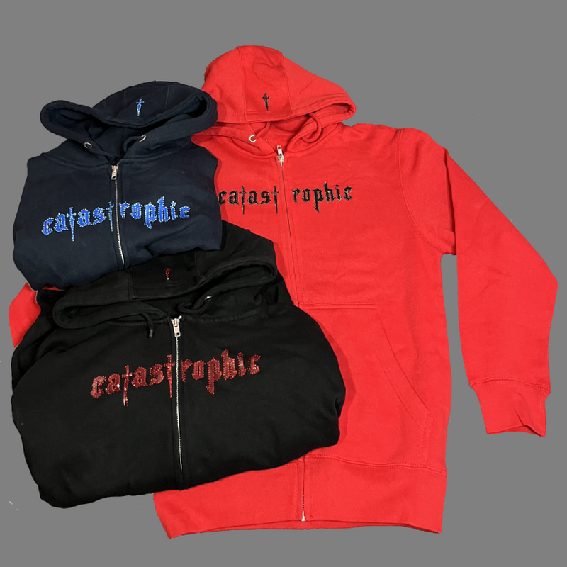 OG LOGO RHINESTONE FULL ZIP HOODIE